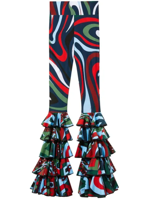 PUCCI Marmo-print ruffle-detail leggings Multicolour 2UJT012U755