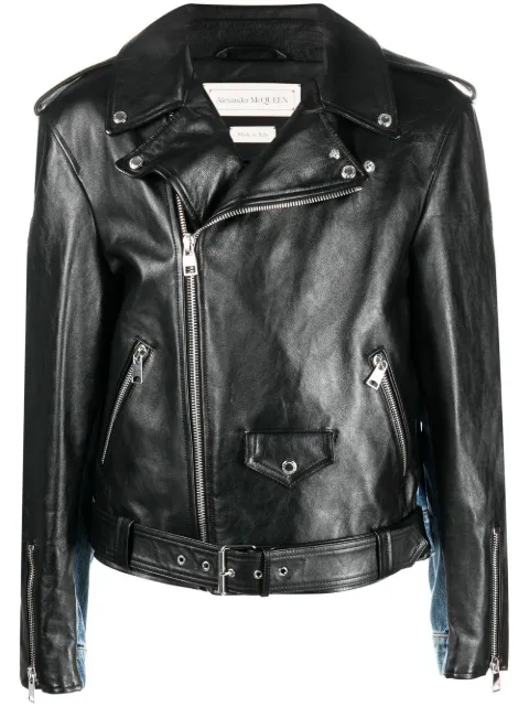 Alexander McQueen panelled biker jacket Black 712421Q5HWV
