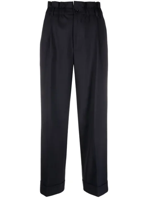 P.A.R.O.S.H. paperbag-waist straight leg trousers Blue LILIUXYD231496