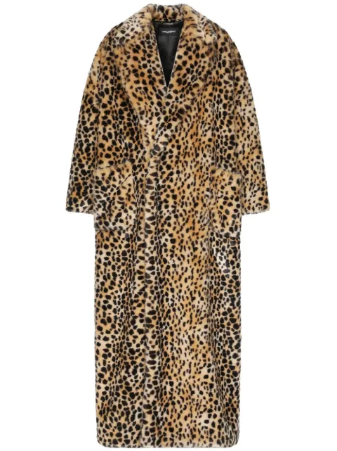 Dolce & Gabbana leopard-print faux-fur coat Brown G034MTFUSUJ
