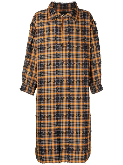 Off Duty Urdu checked frayed coat Orange ODF22T8201