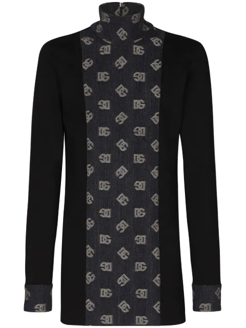 Dolce & Gabbana DG jacquard long-sleeve shirt Black G8PA4TGF343