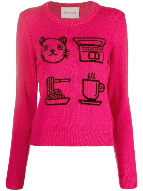 Alberta Ferretti graphic-print detail jumper Pink AEF222U09326602
