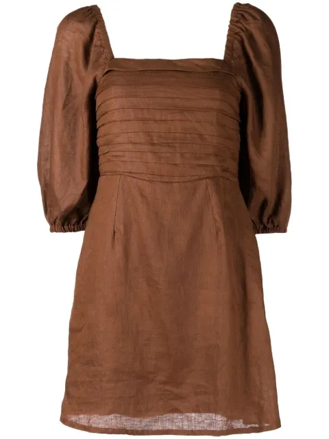 Faithfull Venezia linen mini dress Brown FF2176