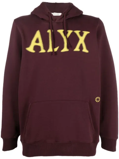 1017 ALYX 9SM logo-print long-sleeved hoodie Red AAUSW0149FA01