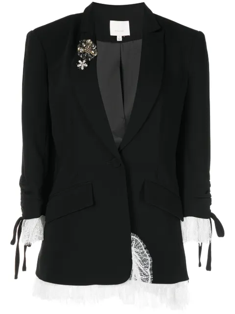 Cinq A Sept Roxie lace-trim blazer Black ZJ3931319Z