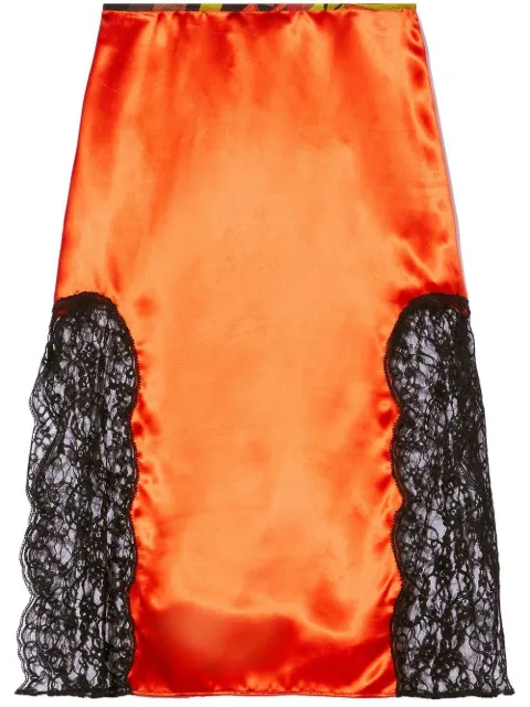 PUCCI lace-embroidered midi skirt Orange 2UUV052U626