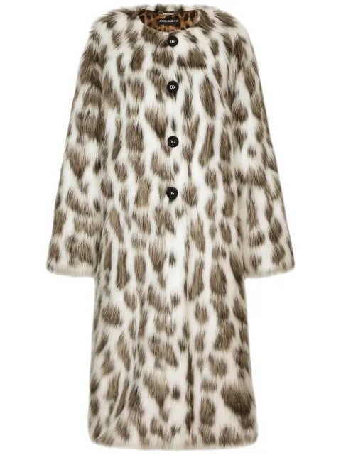 Dolce & Gabbana leopard-print faux-fur coat White F0B9WFFUSUL