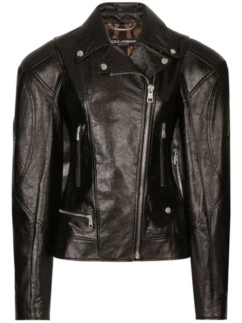Dolce & Gabbana leather biker jacket Black F9N88LHULP7