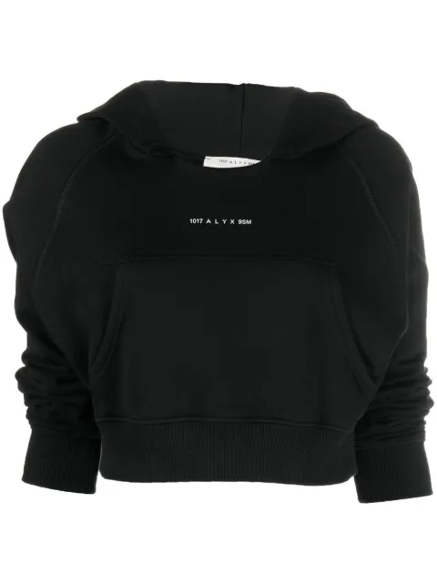 1017 ALYX 9SM cropped logo-print detail hoodie Black AAWSW0122FA03