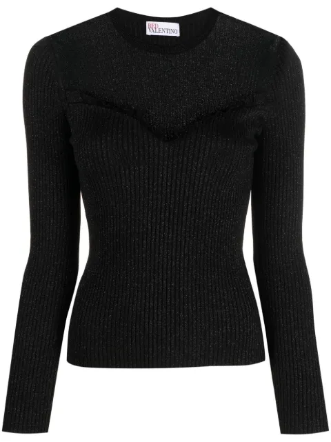 RED Valentino point d'esprit tulle knitted top Black RKC14S6KH