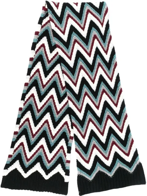 Missoni chevron-knit wool scarf Black SCR3WOU8588