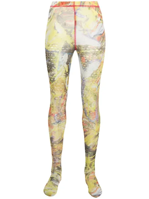 Diesel abstract-print footed leggings Yellow A086090GYCP