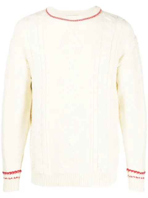 Marine Serre cable-knit wool jumper Neutrals T261FW22XKNIWO03009BEIGE