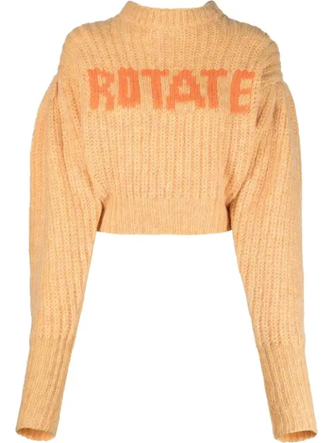 ROTATE BIRGER CHRISTENSEN logo-print chunky-knit jumper Orange RT1515