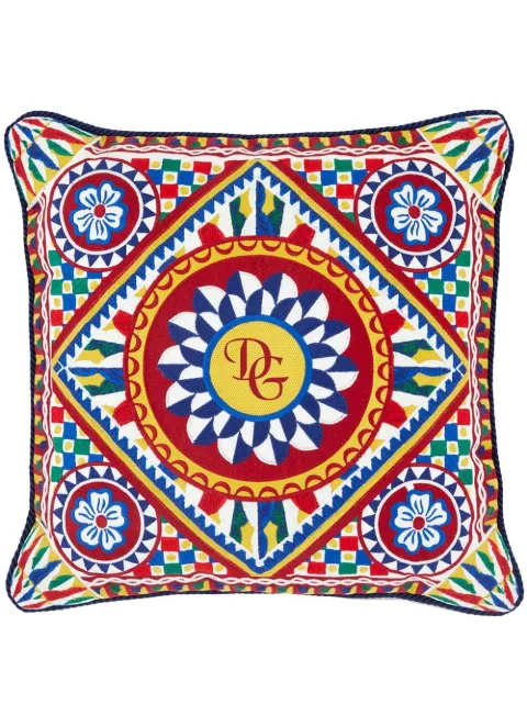 Dolce & Gabbana embroidered Carretto-print cushion Red TCE015TCABP