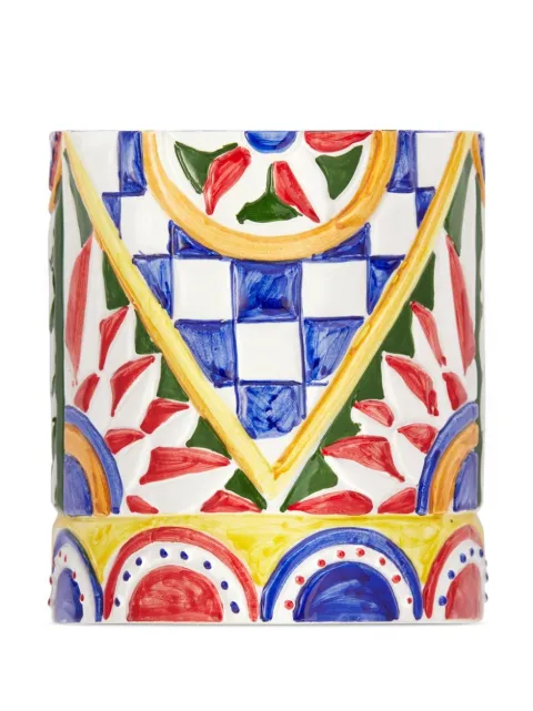 Dolce & Gabbana Carretto-print ceramic vase Yellow TCC033TCACD