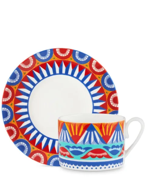 Dolce & Gabbana geometric-pattern porcelain tea-set Blue TC0S06TCA11