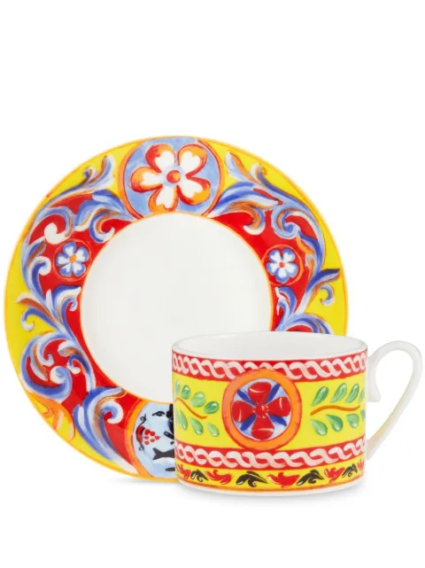 Dolce & Gabbana Caretto-print porcelain tea set Yellow TC0S06TCA06