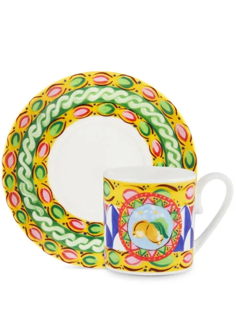 Dolce & Gabbana geometric-pattern porcelain espresso-set Yellow TC0S01TCA07