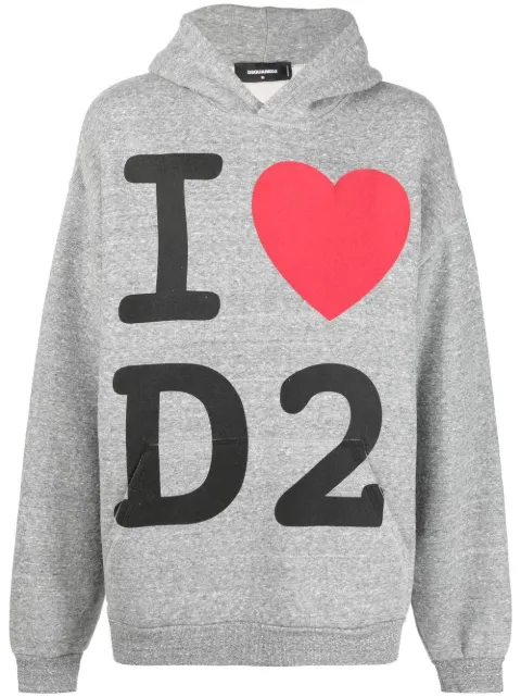DSQUARED2 graphic-print cotton hoodie Grey S74GU0631S25555