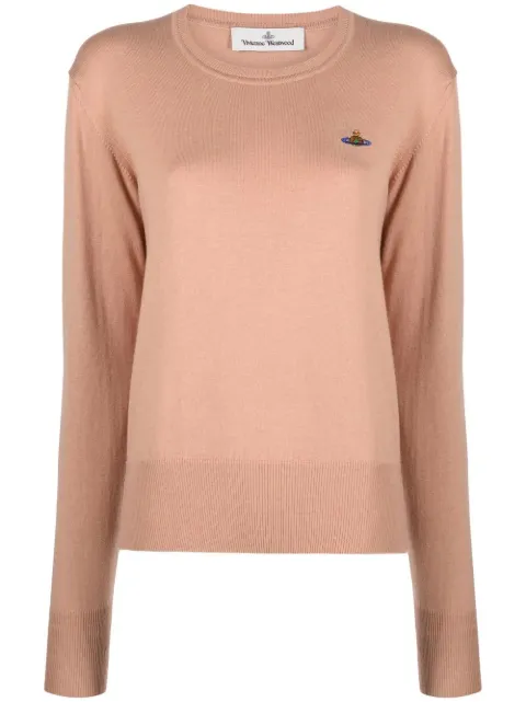 Vivienne Westwood Orb-embroidered crew-neck jumper Neutrals 18030019Y000E