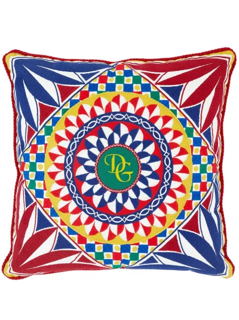 Dolce & Gabbana geometric-embroidered medium cushion Red TCE015TCABQ