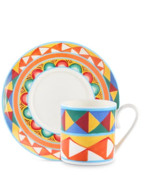 Dolce & Gabbana geometric-pattern porcelain espresso-set Orange TC0S01TCA01
