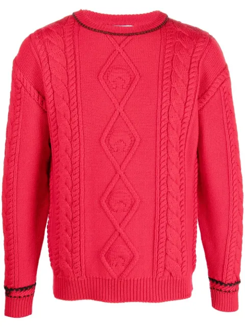 Marine Serre cable-knit wool jumper Red T261FW22XKNIWO03002RED