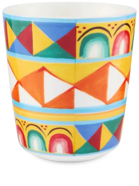 Dolce & Gabbana geometric-pattern fine-porcelain glasses Orange TCB022TCA02