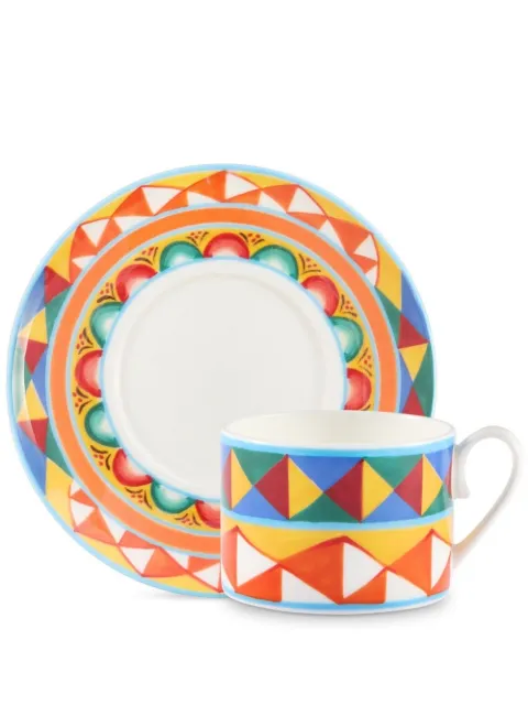 Dolce & Gabbana Caretto-pattern porcelain tea-set Orange TC0S06TCA02