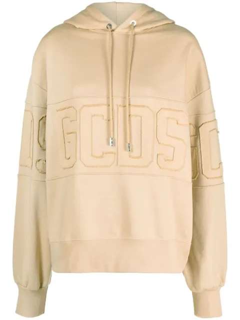 GCDS logo-motif cotton hoodie Neutrals CC94W100603