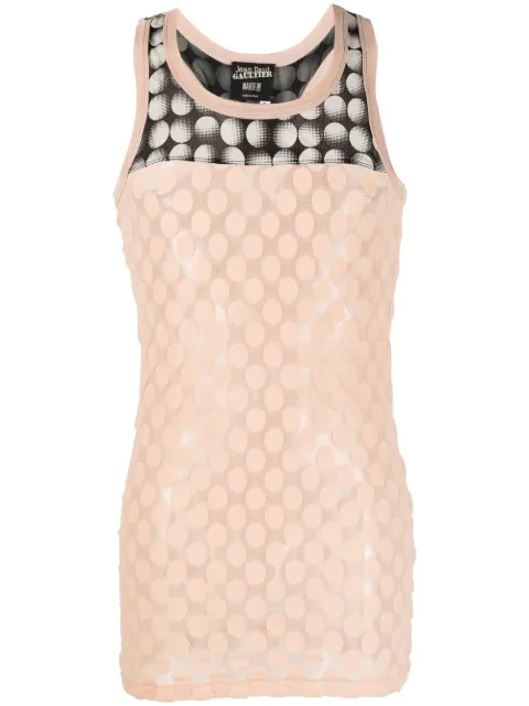 Jean Paul Gaultier Pre-Owned 2000s polka-dot sheer tank top Neutrals JPG2027PT
