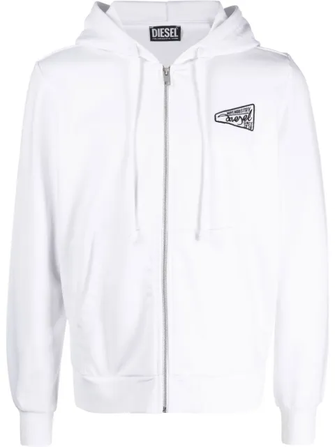 Diesel logo-print zip up hoodie White A090400HAYT