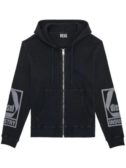 Diesel zip-up waffle-knit hoodie A099760BKAA