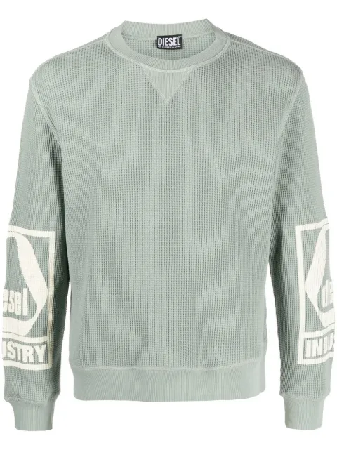Diesel logo print chunky-knit jumper Green A087050BKAA