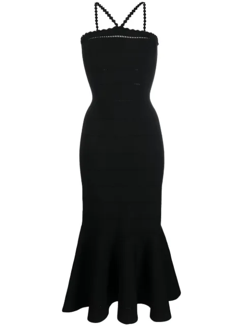 Victoria Beckham cut-out detail peplum dress Black 1322KDR003779A