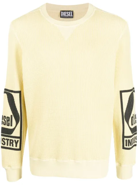 Diesel logo print chunky-knit jumper Yellow A087050BKAA