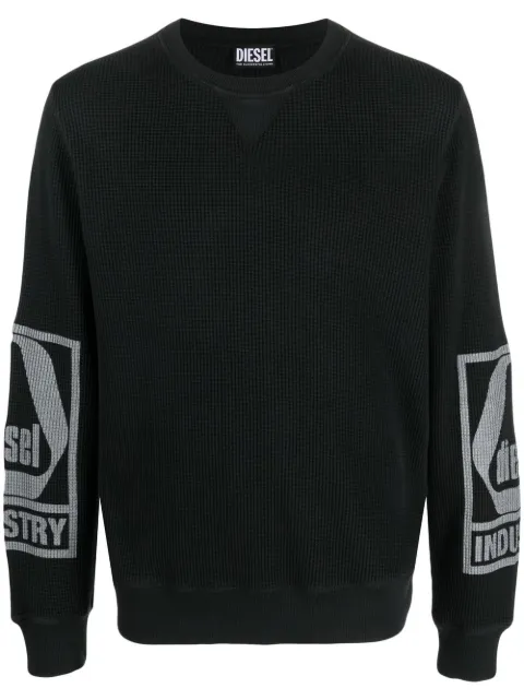 Diesel logo print chunky-knit jumper Black A087050BKAA