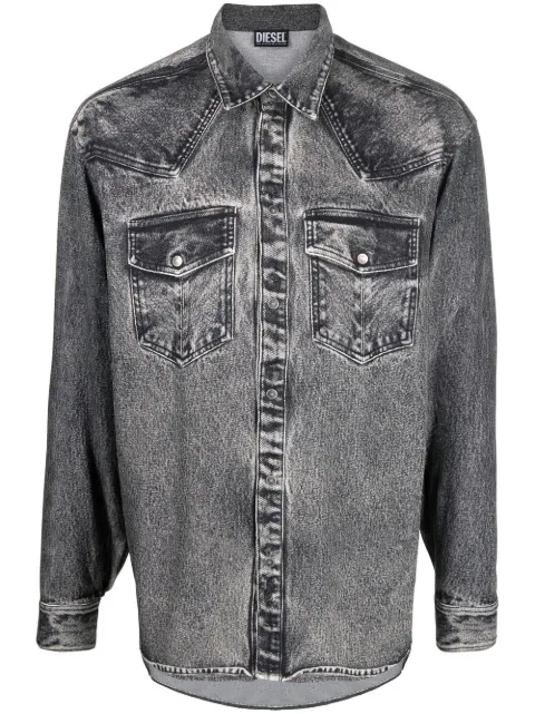 Diesel acid-wash long-sleeve shirt Black A085340QWTR