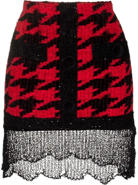 Balmain houndstooth knitted miniskirt Red YF1LA169KC20