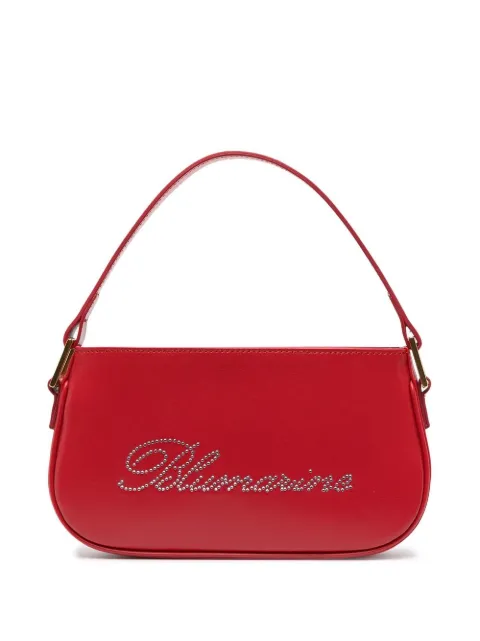 Blumarine rhinestone-logo leather shoulder bag Red 2W124SN0313
