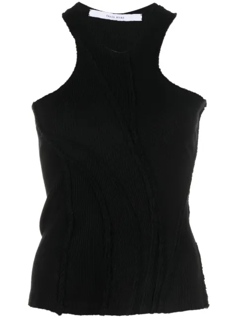 Talia Byre rib-knit halterneck tank top Black TAFW22TO125063720372