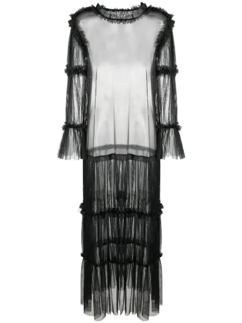 MM6 Maison Margiela sheer long-length ruffle-trim blouse Black S52CT0743S24409