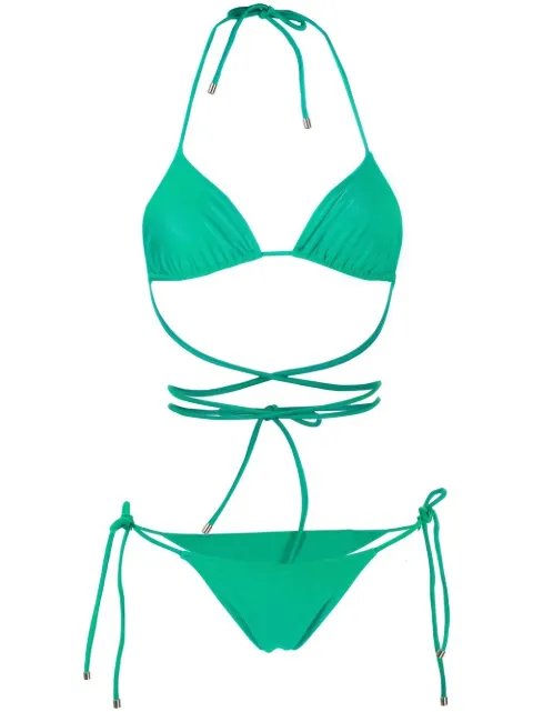 Manokhi wraparound tied bikini set Green MANO330ST1EMERALDGREEN