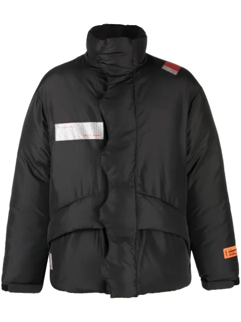 Heron Preston logo-patch padded coat Black HMED012F22FAB0011000