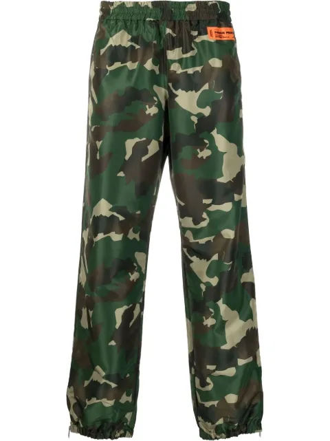 Heron Preston Camo logo-patch track-pants Green HMCJ008F22FAB0015900