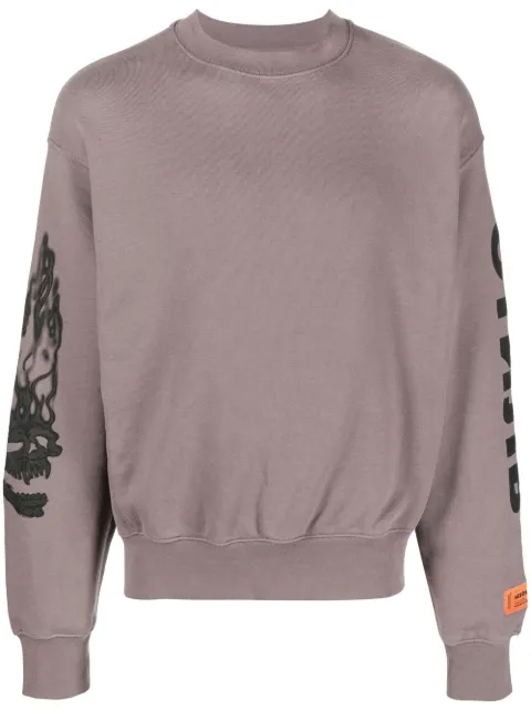 Heron Preston flaming skull sweatshirt Grey HMBA020F22JER0010910