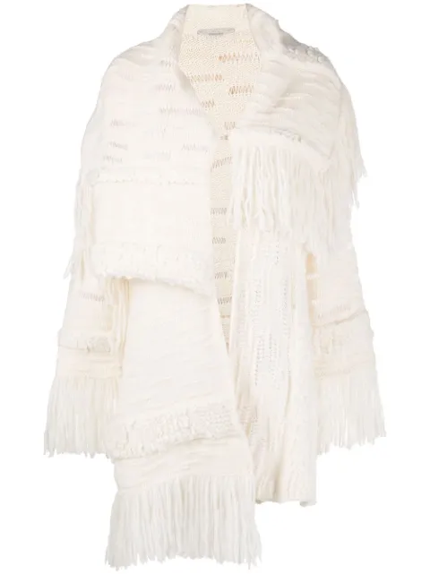 Stella McCartney asymmetric fringed cardigan White 6K01453S2332
