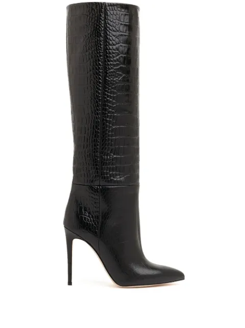 Paris Texas croc-effect knee-high boots Black PX133XCOCO